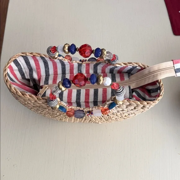 Cappelli Straworld, Inc. Straw Purse with beaded handles - Picture 5 of 6